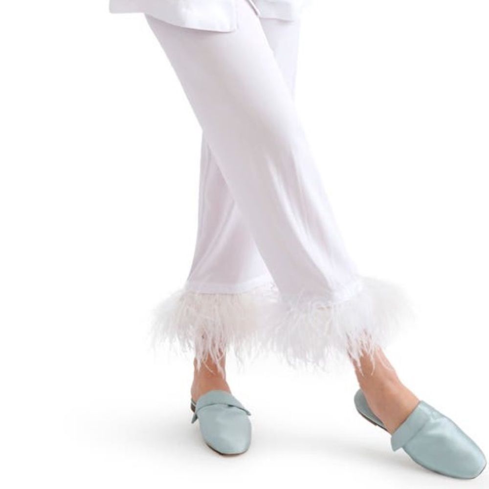 Sleeper Party Ostrich Feather-Trim Bottoms in White Size XL NWT $320